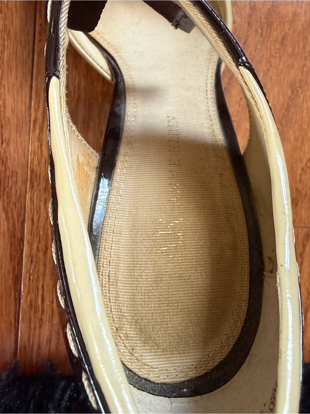 Dark Brown and Cream Vintage Mary Jane Heels by Anne Klein - Picture 6 of 7